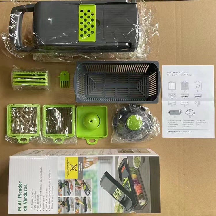 🥦 Cortador de Verduras Multiusos 12 Tipos de Corte en 1